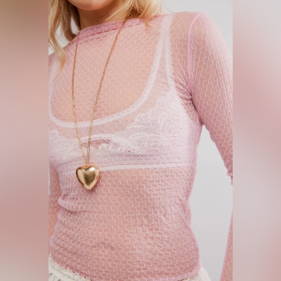 FREE PEOPLE Minding My Business Top Apple Blossom Pink NWT - Picture 2 of 9